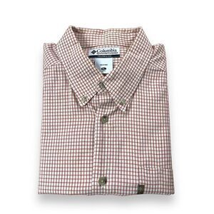 Columbia Shirt Mens Extra‎ Large XL Orange Checked Short Sleeve Button Down